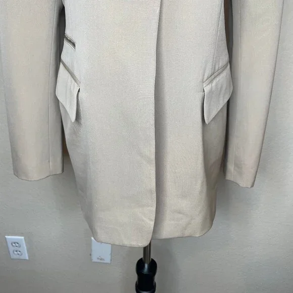 Vintage Kinu by Mitsu 100% Wool Blazer Beige Tan Zipper Detail Size Medium - Picture 3 of 11